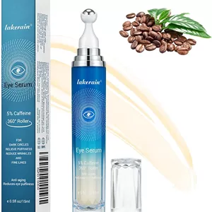 سرم دور چشم حاوی 5% کافئین، کرم رولی ضد پیری برای رفع تیرگی، پف، چین و چروک و خطوط ریز دور چشم، مناسب برای آقایان و بانوان، کرم مراقبت از چشم کره‌ای با ماساژور 360 درجه