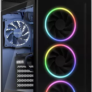 کامپیوتر گیمینگ رومیزی HP OMEN GT22-3000t 45L، پردازنده Intel Core Ultra 9 285K، رم 32 گیگابایت، SSD 1 ترابایت، کارت گرافیک NVIDIA GeForce RTX 5080 16GB، ویندوز 11، شیشه مشکی قاب جلو، مشکی | GT22-3000t-16