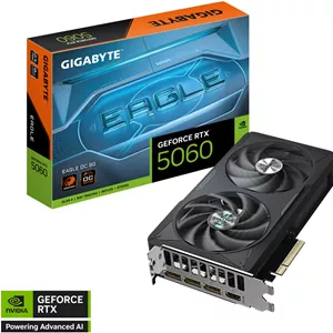 کارت گرافیک GIGABYTE GeForce RTX 5060 EAGLE OC، حافظه 8 گیگابایت GDDR7 128 بیتی، فرکانس هسته 2550 مگاهرتز، فرکانس حافظه 28 گیگابیت بر ثانیه، PCI-Express 5.0 | GV-N5060EAGLE OC-8GD