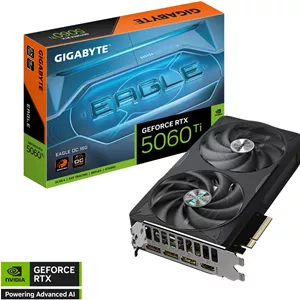 کارت گرافیک گیگابایت GeForce RTX 5060 Ti EAGLE OC، حافظه 16 گیگابایت GDDR7 128 بیتی، فرکانس هسته 2617 مگاهرتز، فرکانس حافظه 28 گیگابیت بر ثانیه، PCI-Express 5.0، مشکی | GV-N506TEAGLE OC-16GD