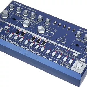 سینتی سایزر آنالوگ بیس لاین Behringer TD-3-BU با VCO، VCF، سکوئنسر 16 مرحله ای، افکت های دیستورشن و پلی چین 16 صدایی