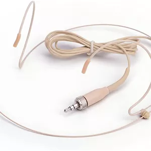 میکروفون هدست/روی سر Sumje Sujeetec – میکروفون قفل پیچی 3.5 میلی‌متری برای سیستم بی‌سیم Sennheiser و فرستنده Bodypack - میکروفون هدست اومنی‌دایرکشنال دو گوش بژ