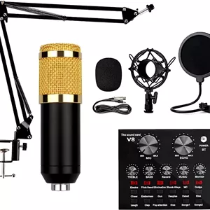 کیت میکروفون SGSG، میکروفون USB حرفه ای برای پادکست، میکروفون کاندنسر ضبط صدا برای کامپیوتر و لپ تاپ، به همراه لرزه گیر فلزی و پاپ فیلتر مناسب برای پخش زنده، بازی و یوتیوب