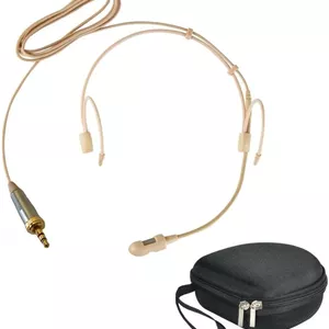 میکروفون هدست کاردیوئید جایگزین برای فرستنده بادی‌پک قوی Sennheiser SK 300 G4-RC، کندانسور، کانکتور 3.5 میلی‌متری TRS، کیف حمل سخت، بژ