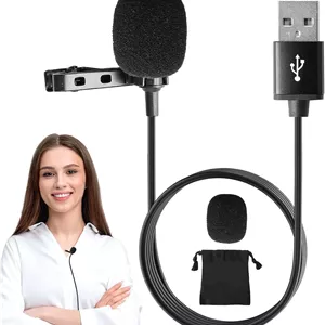 میکروفون یقه ای USB، میکروفون کندانسور همه جهته با سیم با جک 3.5 میلی متری Type C برای تلفن، کامپیوتر، مک، لپ تاپ، یوتیوب، اسکایپ، ضبط، پادکست، بازی