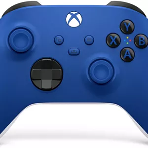 دسته بازی بی سیم Microsoft Xbox Series، بافت دار، دکمه های قابل تنظیم، فناوری بلوتوث، D-Pad ترکیبی، جک هدست 3.5 میلی متری، تا 40 ساعت عمر باتری، آبی شوک | QAU-00009