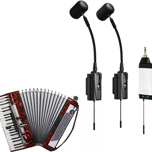 میکروفون بی سیم آکاردئون دوگانه UHF، میکروفون گیرنده ساز گردن غازی با 2 فرستنده و 1 گیرنده برای آکاردئون، سیستم های PA، میکسر صدا، بلندگوها، Q2/at-5