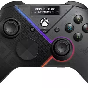 کنترلر بازی ایسوس ROG Raikiri Pro، دارای صفحه نمایش OLED داخلی، اتصال سه حالته (BT 5.0، USB-C سیمی و دانگل 2.4 گیگاهرتز)، تریگرهای قابل انتخاب، سازگاری گسترده، مشکی | 90GC00W0-BGP000
