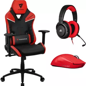 مجموعه لوازم ضروری بازی Red Fury - صندلی گیمینگ ThunderX3 TC5ماوس بی‌سیم Logitech G Pro X Superlightهدست استریو گیمینگ Corsair HS35