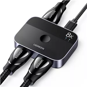 سوییچ HDMI 2.1 دو طرفه UGREEN با رزولوشن 8K@60Hz، اسپلیتر HDMI، 2 ورودی 1 خروجی و 1 ورودی 2 خروجی، سوییچر HDMI با رزولوشن 4K@120Hz، پشتیبانی از 3D/CEC/HDR/Dolby، سازگار با PS5/PS4 / Xbox Apple TV Blu-Ray Player | 90385