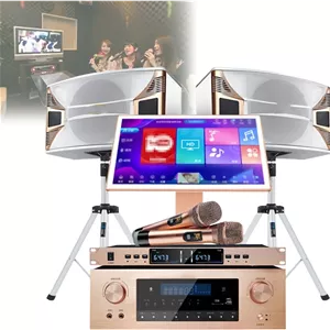 دستگاه کارائوکه صفحه لمسی 22 اینچی با حافظه هارد دیسک 1 ترابایت/2 ترابایت/3 ترابایت/4 ترابایت/8 ترابایت، آمپلی فایر 550 واتی، درخواست آهنگ هوشمند صوتی با 2 میکروفون بی سیم ریورب و 2 بلندگو برای مهمانی خانگی و KTV تجاری