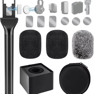 دسته میکروفون Geekria for Creators برای DJI Mic 2، نگهدارنده میکروفون سازگار با Hollyland Lark M2S، Rode Wireless GO Lavalier Mic، پایه میکروفون مغناطیسی با 3 فیلتر پاپ برای ولاگ و گزارش