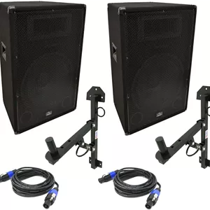 بلندگوی پسیو 15 اینچی 900 واتی سری Harmony Audio HA-V15P Pro DJ PA، کابینت 2 طرفه، براکت دیواری ASC-S022، کابل اسپیکون 15 فوتی ASC-JYC5072-4.5