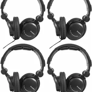 هدفون های استودیویی مشکی تاشو حرفه ای DJ با بالشتک، بسته 4 عددی