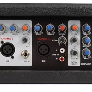میکسر/آمپلی فایر 4 کانال Rockville RPM45BT با توان 1800 وات، پخش بلوتوثی، ورودی USB، اکولایزر، افکت های ریورب و دیلی، فانتوم پاور، برای صدای زنده و رویدادهای کوچک