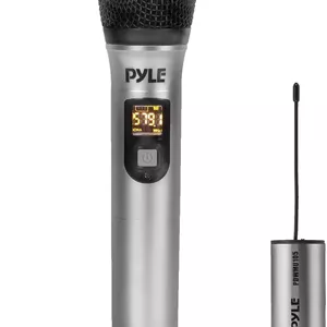 سیستم میکروفون بی سیم UHF قابل حمل PYLE - مجموعه فرستنده میکروفون بی سیم یک طرفه پویا با باتری، با آداپتور گیرنده، برای PA کارائوکه DJ مهمانی - PDWMU105