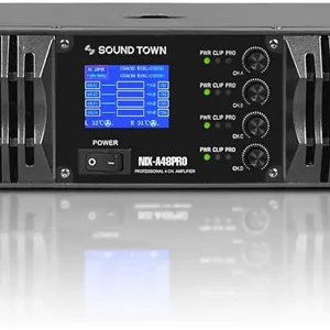 آمپلی فایر قدرت 4 کاناله PA DJ کلاس AB توان بالا ساند تاون 4 x 1800W در 4 اهم، قابل نصب در رک 2U با نمایشگر LCD (NIX-A48PRO)
