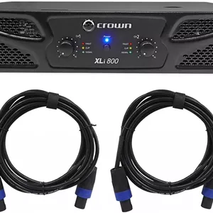 آمپلی فایر قدرت 2 کاناله کرون Pro XLi800 600w مناسب DJ/PA مدل XLI 800 به همراه (2) کابل اسپیکون به اسپیکون 10 فوتی 16 AWG راکویل RCSS1610 با مس 100%