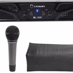 آمپلی فایر 2 کاناله کرون Pro XLi1500 900w مدل XLI 1500 به همراه میکروفون AT