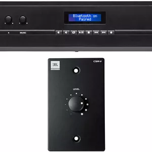 پکیج Audiosavings: آمپلی فایر بلوتوثی تجاری 120 واتی JBL VMA1120 به همراه کنترلر صدای دیواری مشکی JBL CSR-V برای آمپلی فایرهای میکسر انتخابی CSM/CSMA/VMA (2 قطعه)