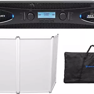 مجموعه Audiosavings: Rockville RFAAW DJ Event Facade قاب فلزی غرفهکیف حملپارچه پرده ای به همراه آمپلی فایر قدرت Crown Pro XLS2002 XLS 2002 2100w DJ/PA، فقط 5 کیلوگرمDSP! (2 قطعه)