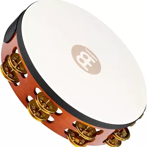 دف چوبی سنتی 10 اینچی Meinl Percussion TAH2B-AB با پوست بز و سنج های برنجی، 2 ردیفه، چوب/ قهوه ای