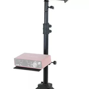 پایه نگهدارنده لپ‌تاپ/تبلت دو سینی Rockville RLS68، ارتفاع قابل تنظیم 76-130 سانتی‌متر، تاشو، قابل حمل، برای دی‌جی‌ها، مجریان و نوازندگان