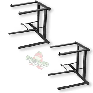 پایه لپ تاپ دی جی Fat Toad بسته 2 عددی با سینی زیرین (سری QuickNEST) - پایه رومیزی تاشو برای آیپد، میکسر و تبلت - رک قابل حمل برای غرفه، استیج یا استودیو