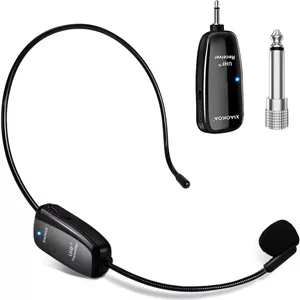 میکروفون بی‌سیم هدست، میکروفون بی‌سیم UHF هدست و دستی 2 در 1، برد 50 متری برای تقویت کننده صدا، بلندگوهای استیج، معلم، راهنمای تور، مربی تناسب اندام (از تلفن/مک/لپ تاپ پشتیبانی نمی کند)