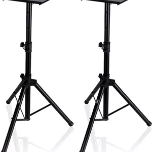 پایه نگهدارنده دوگانه مانیتور استودیویی پایل، کیت نصب پایه بلندگو، سه پایه سنگین و ارتفاع قابل تنظیم از 34.0 اینچ تا 53.0 اینچ، مشکی