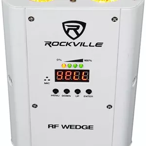 نورافکن DJ Par بی سیم Rockville White RF Wedge RGBWA UV با باتری و DMX به همراه ریموت RF