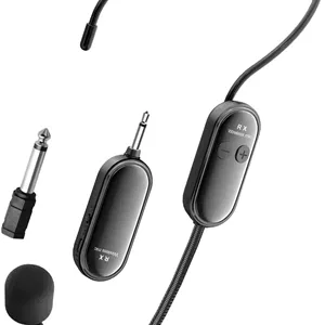 هدست میکروفون بی‌سیم XIAOKOA، سیستم میکروفون بی‌سیم 2.4G، شارژ USB-C، انتقال بی‌سیم 30 متری، برای آموزش مربیان تناسب اندام و راهنمایان سفر