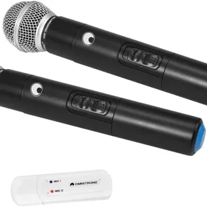 ست میکروفون بی سیم USB امنیترونیک UWM-2HH با دو میکروفون دستی/ست لوازم جانبی برای محصولات سازگار امنیترونیک