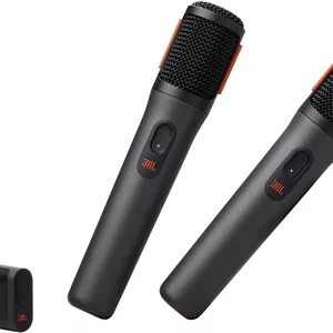 میکروفون بی سیم JBL PartyBox - 2 عدد میکروفون بی سیم دیجیتال، باتری قابل شارژ (20 ساعت - 700 میلی آمپر ساعت)، صدای واضح، صدای شفاف، اتصال پایدار 2.4 گیگاهرتز، سازگار با همه