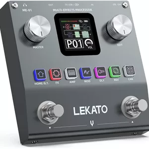 پدال مولتی افکت گیتار LEKATO، پردازنده افکت باس قابل شارژ با 6 ماژول افکت، 80 پریست قابل ویرایش، ویرایش APP، بارگیری IR، ضبط OTG، عملکرد BT