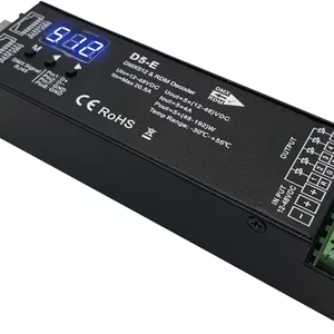 رمزگشای 5 کاناله DMX با نمایشگر دیجیتال RDM، دیمر DMX512، کنترلر PWM RGBCCT LED برای RGBWW RGBW یا نوارهای نوری سفید 5 گروهی، ورودی نور ماژول LED، 12 ولت - 48 ولت DC