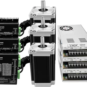 کیت کنترلر CNC سه محور با استپ موتور Nema 34 86mm، 12Nm، شفت 14mm، بدنه 150mm، درایور استپ موتور، منبع تغذیه 400W 60V، کارت کنترل CNC USB Mach3