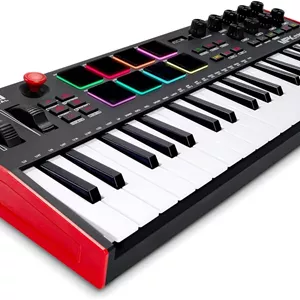 Akai Professional MPK Mini Plus - کنترلر میدی کیبورد USB با 37 کلید، 8 پد MPC، سکوئنسر، ورودی/خروجی MIDI/CV/Gate، نرم افزار تولید موسیقی و بسته صدای Native Instruments