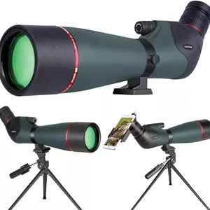 تلسکوپ دیدبانی 20-60x80 HD برای تیراندازی به هدف، تلسکوپ دیدبانی برای تماشای حیات وحش، شکار و تماشای پرندگان - تلسکوپ دیدبانی ضد آب BAK4 با سه پایه، نگهدارنده تلفن هوشمند ارتقا یافته و کیف حمل