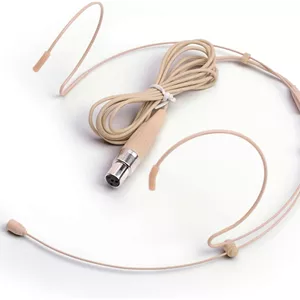 میکروفون هدست/روی سر - میکروفون مینی XLR 4 پین برای سیستم بی سیم Shure و فرستنده جیبی - میکروفون هدست دو گوش همه جهته بژ