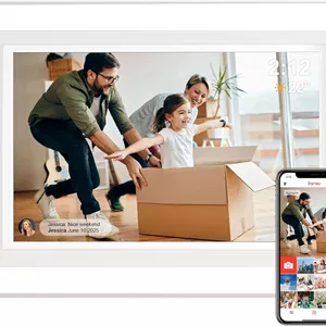 قاب عکس دیجیتال وای فای، قاب عکس دیجیتال 10.1 اینچی اکریلیک Frameo، صفحه نمایش لمسی IPS LCD، چرخش خودکار عکس/فیلم، هدیه برای مادر و پدر