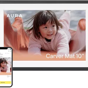 قاب عکس دیجیتال وای فای Aura Carver | بهترین قاب دیجیتال برای هدیه دادن | ارسال عکس از تلفن شما | راه اندازی سریع و آسان در برنامه Aura | فضای ذخیره سازی نامحدود رایگان | رنگ Gravel با حاشیه سفید