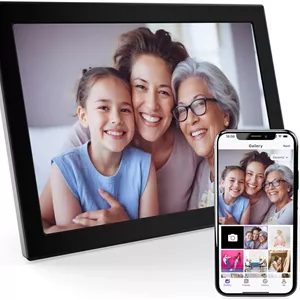 قاب عکس دیجیتال ۱۰.۱ اینچی وای فای XORO، صفحه نمایش لمسی IPS HD با رزولوشن ۱۲۸۰ در ۸۰۰، حافظه ۱۶ گیگابایتی، چرخش خودکار، اشتراک گذاری فوری عکس از هر کجا