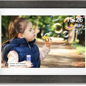 قاب عکس دیجیتال Frameo با حافظه 32 گیگابایت، صفحه نمایش لمسی 10.1 اینچی Wi-Fi، قاب عکس دیجیتال هوشمند با صفحه نمایش لمسی HD IPS، چرخش خودکار، ارسال تصاویر از هر کجا