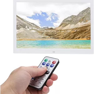 قاب عکس دیجیتال 15 اینچی HD، قاب عکس الکترونیکی بزرگ با دکمه های بدنه و کنترل از راه دور مادون قرمز، صفحه نمایش دیجیتال پشتیبانی از ساعت، تقویم، تایمر (دوشاخه GB)