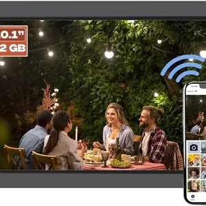 قاب عکس دیجیتال هوشمند PICCASIO™ وای فای 10.1 اینچ، صفحه نمایش لمسی IPS 1280x800، حافظه 64 گیگابایتی، چرخش خودکار، برنامه Frameo، اشتراک گذاری ویدیو و عکس، هدیه برای خانواده