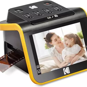 اسکنر فیلم دیجیتال KODAK HYQNG، اسکنر فیلم و اسلاید با صفحه نمایش 5 اینچی LCD، تبدیل نگاتیوها و اسلایدهای رنگی و سیاه و سفید 50 میلی متری، 126، 110 فیلم به عکس های دیجیتال JPEG با وضوح بالا 22 مگاپیکسل، مشکی