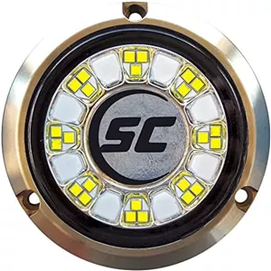 چراغ LED زیرآبی قایق Shadow-Caster SCR-24 - سفید عالی - بدنه برنزی - نصب سطحی 90 وات - لنز شیشه ای حرارت دیده - IP68 کاملا ضد آب