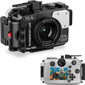 محفظه ضد آب دوربین Sea Frogs سازگار با Olympus TG-6، استاندارد IPX8، حداکثر عمق غواصی 60 متر / 196 فوت، مناسب برای غواصی، موج سواری، قایقرانی، اسکی، مشکی