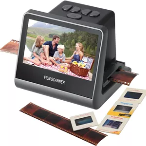 اسکنر فیلم و اسلاید 22 مگاپیکسلی با صفحه نمایش 5 اینچی LCD، تبدیل نگاتیو و اسلایدهای رنگی و سیاه و سفید 35 میلی متری، 126، 110 فیلم به عکس های دیجیتال JPEG با وضوح بالا